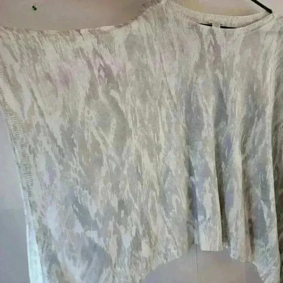 J.Jill Pure Jill Poncho Womens OS Zinc Grey Linen Blend Cape Lightweight Tassels - Picture 4 of 8